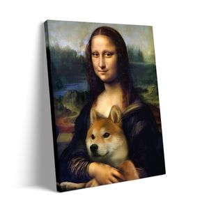 Mona Lisa, with dog picture on canvas, 8 x 10